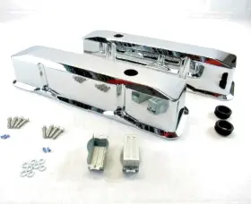 E41013c Gearhead Small Block Chevy Tall Smooth Aluminum Valve Covers Retro Chrome Nostalgic Sbc