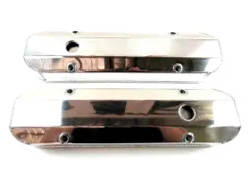 E41381p Gearhead Pontiac 326 350 389 455 Fabricated Aluminum Tall Valve Cover With Hole Polished