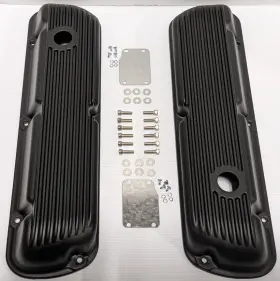 6291bk Gearhead Enterprises Black Aluminum V8 Ford 260 289 302 351w Finned Short Valve Covers Sbf Mercury