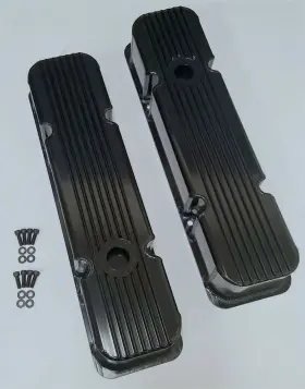 Gh6248sbc Gearhead Enterprises Fabricated Black Aluminum Finned Tall Small Bock Chevy Valve Covers Sbc 283 350