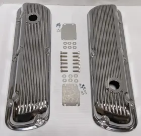 S6291 Gearhead Enterprises Polished Aluminum V8 Ford 260 289 302 351w Finned Short Valve Covers Sbf Return