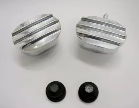 Gh6101fp Gearhead Finned Oval Polished Aluminum Valve Cover Breather Pcv Combo Ford Chevy