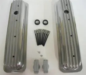 Gh6196 Gearhead Chevy Gm 305 350 Short 2-9/16 Finned Aluminum Valve Covers Retro Vortec 5.0 5.7