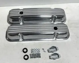 E41271p Gearhead Performance Pontiac 350 400 455 Finned Tall Aluminum Valve Covers Polished Rocker