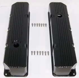 1405blk Gh Black Finned Fabricated Aluminum Valve Covers For 76-87 Jeep 304 360 390 Return