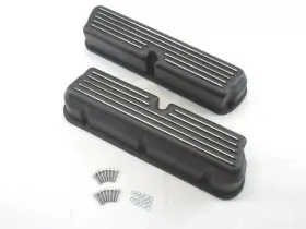 E41202bk Gh Ford 289 302 351 Aluminum Tall Finned Valve Covers No Hole Black