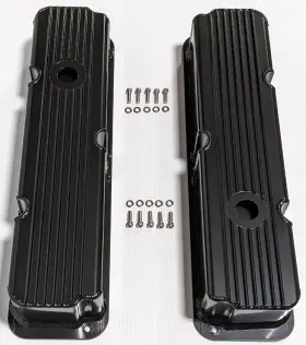 Gh1433-blk Gh Black Ford Fe 332 352 390 427 428 Finned Fabricated Aluminum Tall Valve Covers
