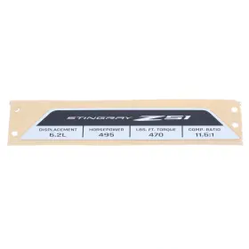 87818038 Gm Oem New 2020-2025 Chevrolet Corvette Engine Specification Badge Plaque