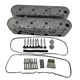 Ssa-75026 Gskmotor Aluminum Polished Valve Cover With 2pc Finned Vintage Hidden Coil Compatible