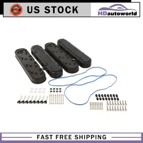 Hd176837eq26 Hdautoworld Cast Valve Covers Coil Mounts Kit For Chevy Small Block Sb 4.8 5.3 5.7 6.0 Black