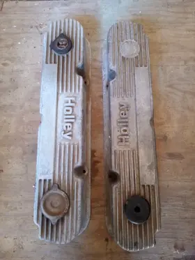 103r-63b Holley Vintage Mopar 318 340 360 Small Block Aluminum Valve Covers Used
