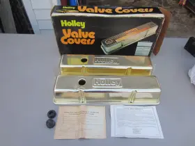 241-104 Holley Vintage Unused Gold Anodized Valve Covers Small Block Chevy Sbc Day 2
