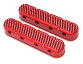 241-184 Holley 2-piece Finned Valve Cover - Gen Iii/iv Ls Gloss Red Machined