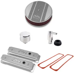 241-248k Holley Vintage Series Fined Center Bolt Valve Cover Kit Polished Finish