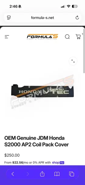 12331pcx010 Honda Oem Genuine S2000 Coil Pack Cover