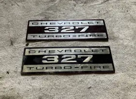 234m Millenium Industries Chevrolet 327 Turbo-fire Valve Cover Decal Embossed Aluminum Pair Set Of 2 Chevy