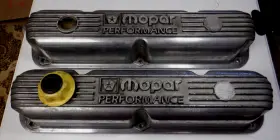 04532023 Mopar Performance Finned Valve Covers 318 340 360 Lemon Twist Yellow