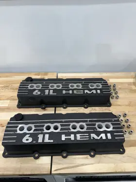 Hvc61 Mopar 6.1l Gen 3 Hemi Valve Covers - Crank Shop Black Wrinkle Cast Aluminum