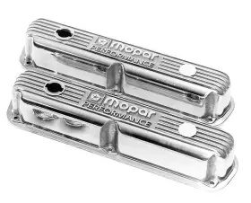 P5007611 Mopar Mp 318 340 360 Polished Die-cast Aluminum Valve Covers And Logo Breathers