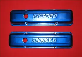 68005 Moroso Small Block Chevy Blue Anodized Valve Covers Vintage