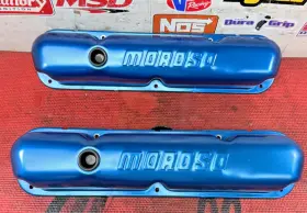 68151 Moroso Nos Blue Anodized Valve Covers Set Small Block Mopar 273 340 360