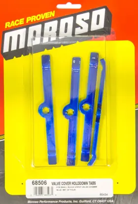 68506 Moroso Performance Products For Chevrolet Small Block Valve Cover Hold Downs - Steel Blue Powder