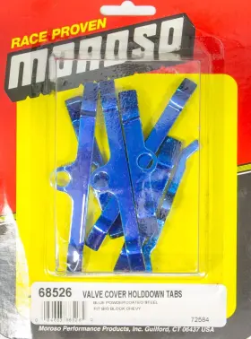 68526 Moroso Performance Products For Chevrolet Big Block Valve Cover Hold Downs - Steel Blue Powder Coat