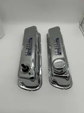 Mcc80 Motorchrome Chrome Small Block Valve Covers With Ford Emblems For 260 289 302 351 W