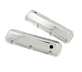 9413 Mr Gasket Mr. Valve Covers Stock Height Steel Chrome Plain Ford Big Block Pair