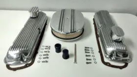 Hr0119 Pirate Mfg Finned Aluminum Valve Cover With Air Cleaner Kit Fits Ford Sbf V8 260 289 302 351