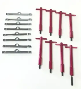 Ss6010-8k Pirate Mfg Red Anodized Aluminum V8 Valve Cover T-bar With Chrome Spreaders Set Of 8
