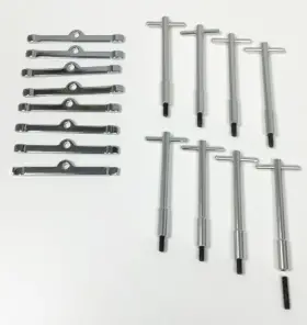 Ss6018-8k Pirate Mfg Silver Anodized Aluminum V8 Valve Cover T-bar With Chrome Spreaders Set Of 8 Ss6018-8k Pirate Mfg Silver Anodized Aluminum V8 Valve Cover T-bar With Chrome Spreaders Set Of 8