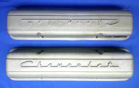 Pml 11106 New Chevrolet Script 1959-1986 Small Block Chevy Aluminum Valve Covers