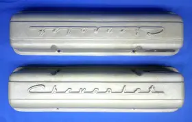 11106 Pml New Chevrolet Script 1959-1986 Small Block Chevy Aluminum Valve Covers