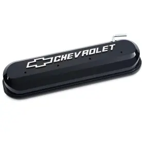 141-268 Proform 037995712342 Liquid Black Slant Edge Diecast Aluminum Valve Covers Fits Chev