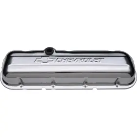 141-114 Proform For Engine Valve Covers Stamped Steel Short Chrome With Bowtie Logo Fits