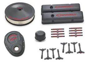141-880 Proform Engine Dress-up Kit Shark Gray Red Emblems Sb Fits Chevy Gen