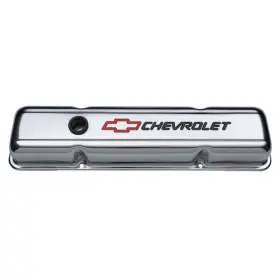 141-899 Proform Valve Cover Short Chrome-plated Steel With Recessed Chevrolet Bowtie