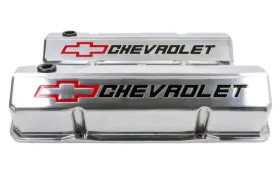 141-927 Proform Pair Of Polished Alum Slant-edge Valve Covers For Chevy Sm Block