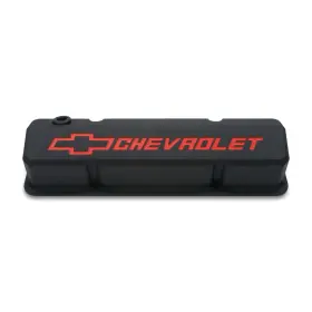141-928 Proform For Valve Covers Slant-edge Tall Die Cast Black With Recessed Bowtie Logo