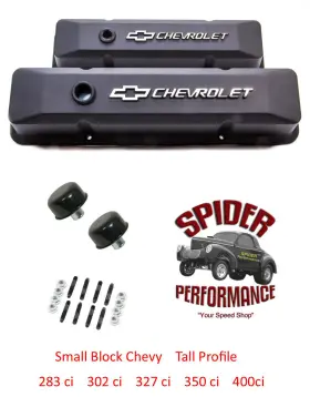 Sp141119a Proform 1959-1977 Chevy Pickup Small Block Valve Covers Cast Bowtie Black Tall