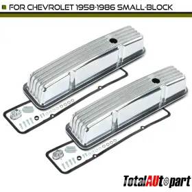 R6181 2pcs New Engine Valve Cover With Gaskets For Chevrolet Small-block Finned Aluminum