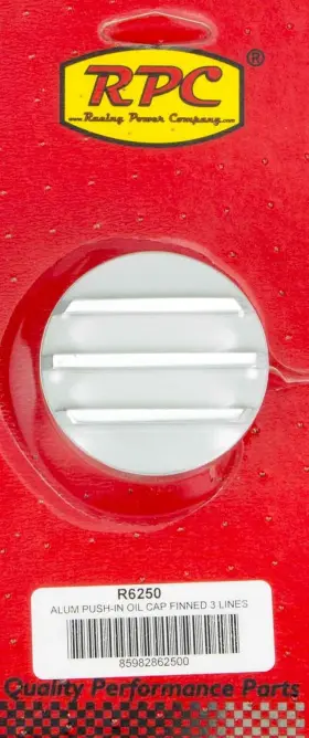 R6250 Racing Power Company Polished Aluminum Finned Push In Oil Cap
