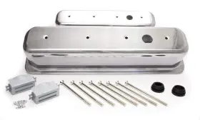 R6146-1 Racing Power Company Tall Plain Polished Aluminum Center Bolt Valve Cover For Smal