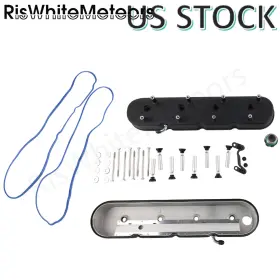 Imp016-bk-d Riswhitemeteors Gm Ls Cast Aluminum Tall Black Pair Valve Covers With Coil Mounts For Ls1 Ls2 Ls3