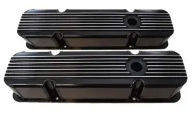 283-350 Rpc R6364bk Racing Power Company 58-86 Sb Chevy Finned Valve Covers