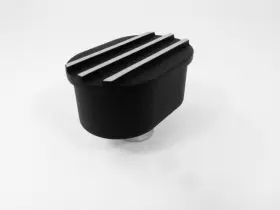R6505bk Rpc Aluminum Oval Push In Valve Cover Breather Sb Chevy Ford Finned Fit 1-1/4 Inch Black