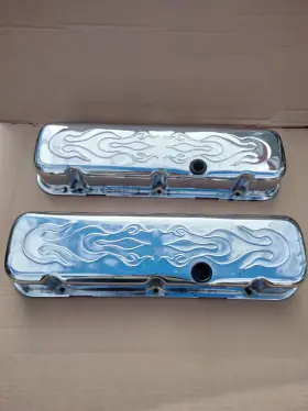 R8236x Rpc Inch Flame 1965-95 Big Block Chevy Tall Valve Covers Street Rod Rat Hot