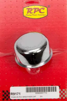R9171 Rpc Racing Products Company Breather - Push-in Round 1-1/4 In Hole Steel Chrome Each