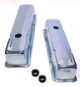 283-350 Rpc Sr9215 Tall Chrome Steel Valve Covers Fits Small Block Chevy V8
